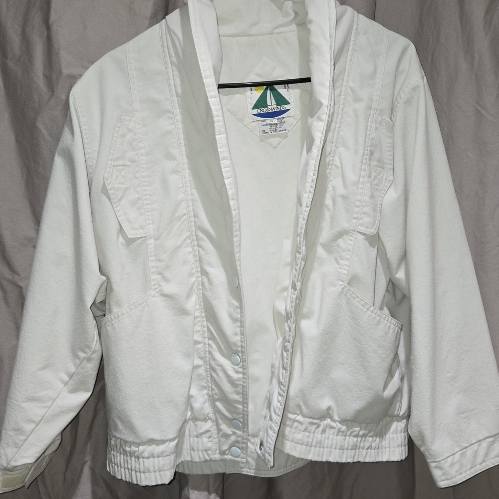 VINTAGE CROSSWINDS BOAT SAILING JACKET WHITE SIZE SMALL